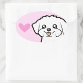 マルチーズラブ（パピースカット） 楕円形シール (バッグ)