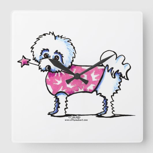 マルチーズリルプリンセス スクエア壁時計 (正面)