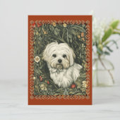 マルチーズヴィンテージウィリアムモリススタイルフローラインビタ 招待状 (スタンド正面)