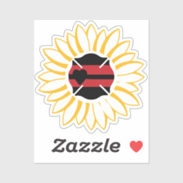 マルチーズ十字と赤い線とハートのひまわり シール