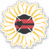 マルチーズ十字と赤い線とハートのひまわり シール (正面)