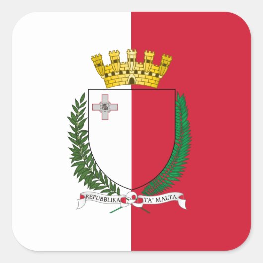 マルチーズ国旗とコート・オブ・アームズ、マルタ国旗 スクエアシール (正面)