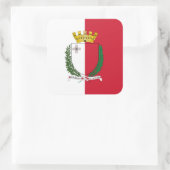 マルチーズ国旗とコート・オブ・アームズ、マルタ国旗 スクエアシール (バッグ)