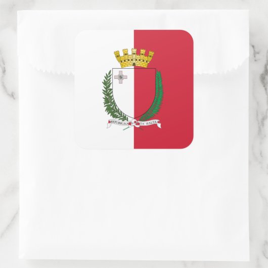 マルチーズ国旗とコート・オブ・アームズ、マルタ国旗 スクエアシール (バッグ)