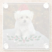 マルチーズ子犬のクリスマス ガラスコースター (裏面)