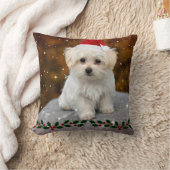 マルチーズ子犬のクリスマス クッション (ブランケット)