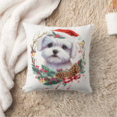 マルチーズ子犬のクリスマス、クリスマスマルチーズ犬 クッション (ブランケット)