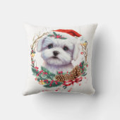 マルチーズ子犬のクリスマス、クリスマスマルチーズ犬 クッション (裏面)