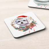 マルチーズ子犬のクリスマス、クリスマスマルチーズ犬 コースター (左側)