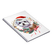 マルチーズ子犬のクリスマス、クリスマスマルチーズ犬 ノートブック (右側)