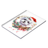 マルチーズ子犬のクリスマス、クリスマスマルチーズ犬 ノートブック (左側)