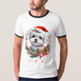 マルチーズ子犬のクリスマス、クリスマスマルチーズ犬 Tシャツ