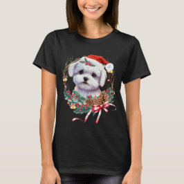 マルチーズ子犬のクリスマス、クリスマスマルチーズ犬 Tシャツ