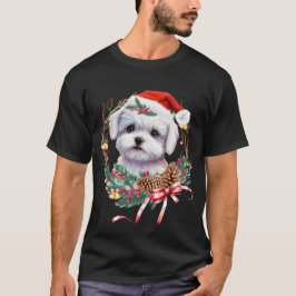 マルチーズ子犬のクリスマス、クリスマスマルチーズ犬 Tシャツ