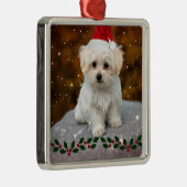 マルチーズ子犬のクリスマス メタルオーナメント (右)