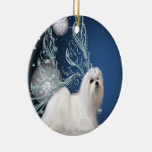マルチーズ子犬の青いクリスマスオーナメント セラミックオーナメント (右)