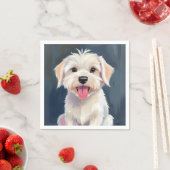 マルチーズ子犬絵を描の スタンダードカクテルナプキン (インサイチュ)