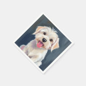 マルチーズ子犬絵を描の スタンダードカクテルナプキン (角)