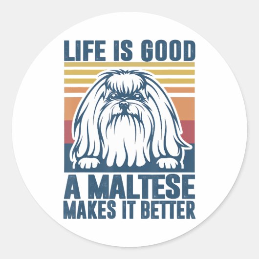 マルチーズ恋人の贈り物 ラウンドシール (正面)