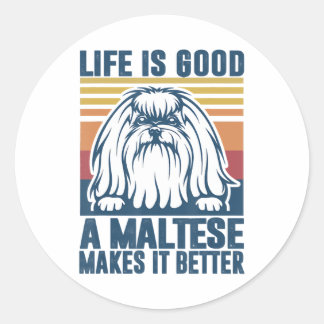 マルチーズ恋人の贈り物 ラウンドシール