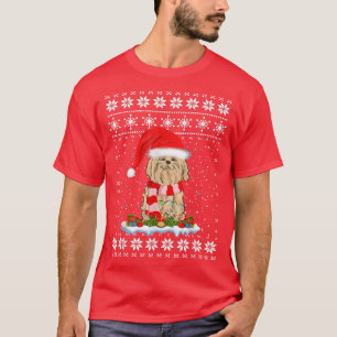 マルチーズ愛好家醜いクリスマススーターライツサンタハット Tシャツ