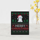 マルチーズ愛犬家サンタハットクリスマスツリーライト カード (黄色い花)