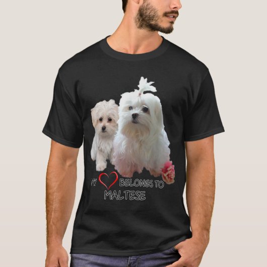 マルチーズ愛犬家ドッグズファンラブデザイン引用文 Tシャツ (正面)
