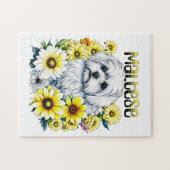 マルチーズ水彩愛アート犬のオーナー ジグソーパズル (横)