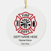 マルチーズ消防オーナメント、消防士 セラミックオーナメント (正面)