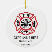 マルチーズ消防オーナメント、消防士 セラミックオーナメント (裏面)