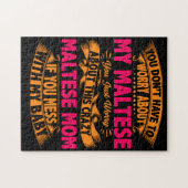 マルチーズ熱狂するママ ジグソーパズル (横)