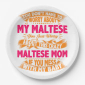 マルチーズ熱狂するママ ペーパープレート (正面)