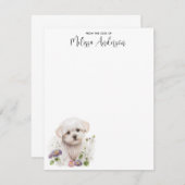 マルチーズ犬かわいい子犬の水色パーソナライズされた ノートカード (正面/裏面)