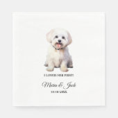 マルチーズ犬が最初に彼女を愛し結婚た スタンダードランチョンナプキン (正面)