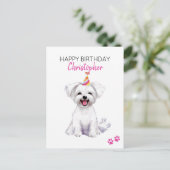 マルチーズ犬のオーダーメイド誕生日カード ポストカード (スタンド正面)