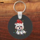 マルチーズ犬のクリスマス、マルチーズ犬のXmas キーホルダー (正面)