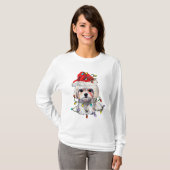 マルチーズ犬のクリスマス、マルチーズ犬のXmas Tシャツ (正面フル)