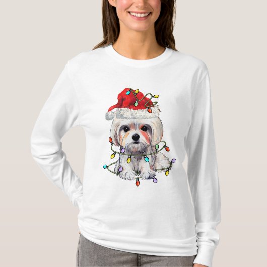 マルチーズ犬のクリスマス、マルチーズ犬のXmas Tシャツ (正面)