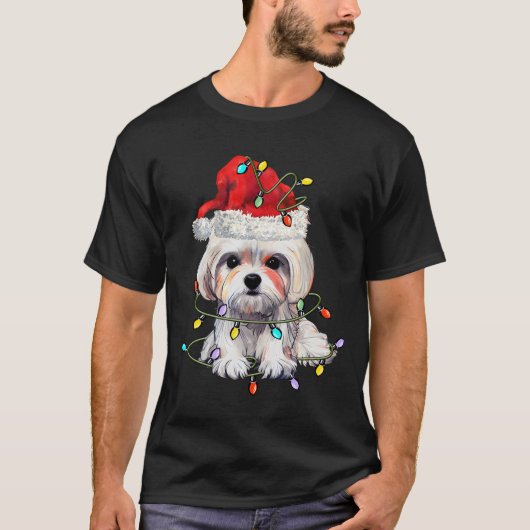 マルチーズ犬のクリスマス、マルチーズ犬のXmas Tシャツ (正面)
