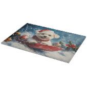 マルチーズ犬のソリで雪のクリスマス カッティングボード (角)