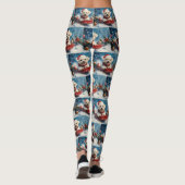 マルチーズ犬のソリで雪のクリスマス レギンス (裏面)