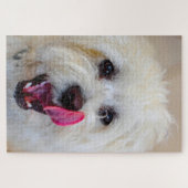 マルチーズ犬の品種。 ジグソーパズル (横)