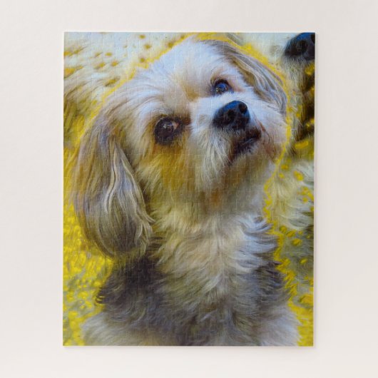 マルチーズ犬の品種。 ジグソーパズル (縦)