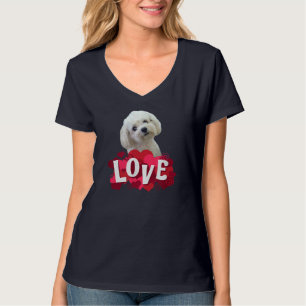 マルチーズ犬の愛犬の子犬の所有者Maltipooミックスファン彼 Tシャツ