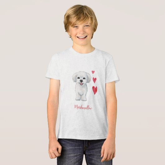 マルチーズ犬の玩具品種 トライブレンドTシャツ (正面全面)