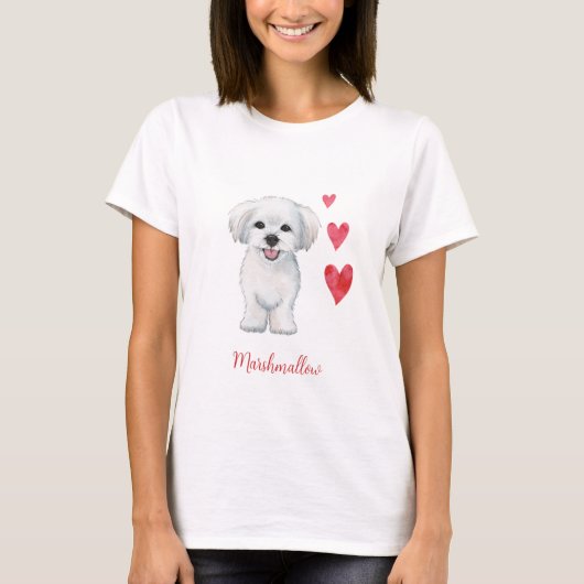マルチーズ犬の玩具品種 Tシャツ (正面)