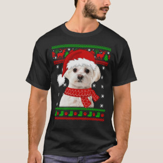 マルチーズ犬の醜いセータークリスマスパピードッグ恋人 Tシャツ