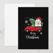 マルチーズ犬 ライド 赤トラック クリスマス パジャマ 招待状 (正面/裏面)