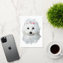 マルチーズ甘味エンジェルオンポーズ 箔グリーティングカード