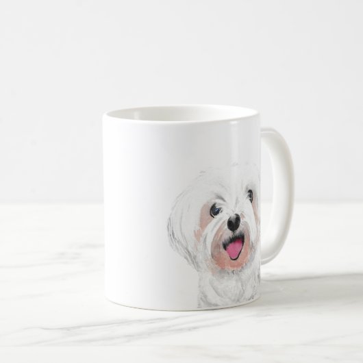 マルチーズ白犬かわいいマグカップ コーヒーマグカップ (正面右)